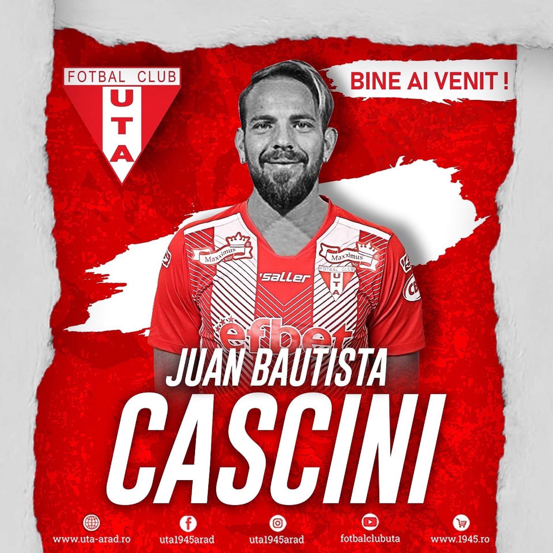 Imagine Juan Bautista Cascini este noul mijlocaș al UTA-ei!