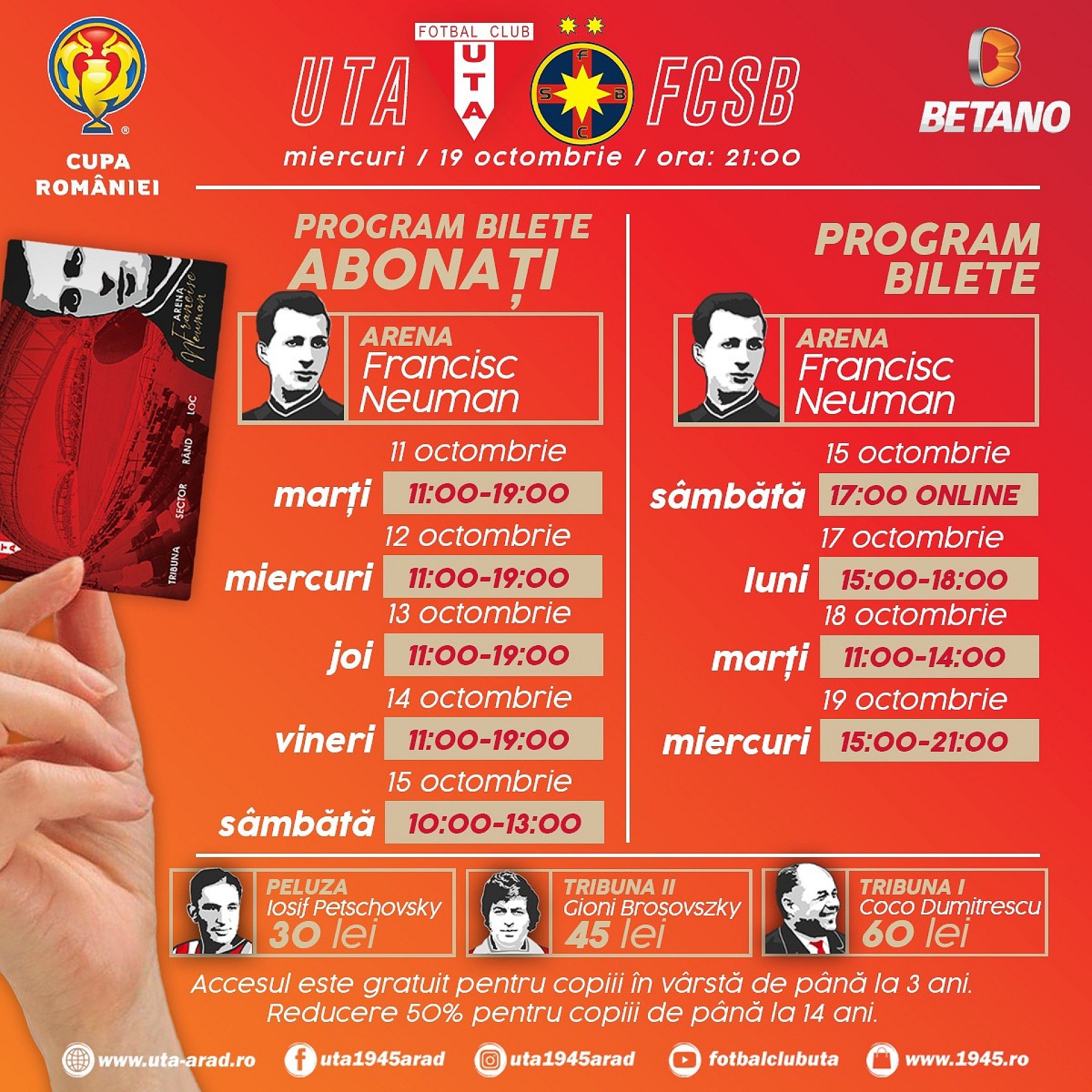 Imagine Programul biletelor pentru meciul cu FCSB din Cupa României Betano